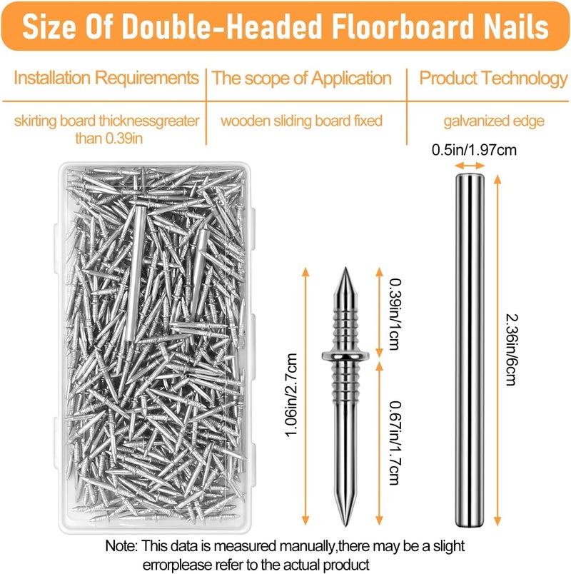 Quadafy 400 Pack Double-Headed Skirting Nails With Sleeve Tool - Double Sided Nails for Wood, Traceless Invisible Screws Seamless Solid Wood Baseboard - Image 2